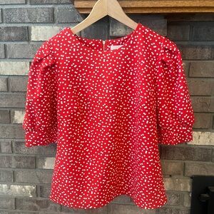 Red & White Polka Dot/Squares Blouse